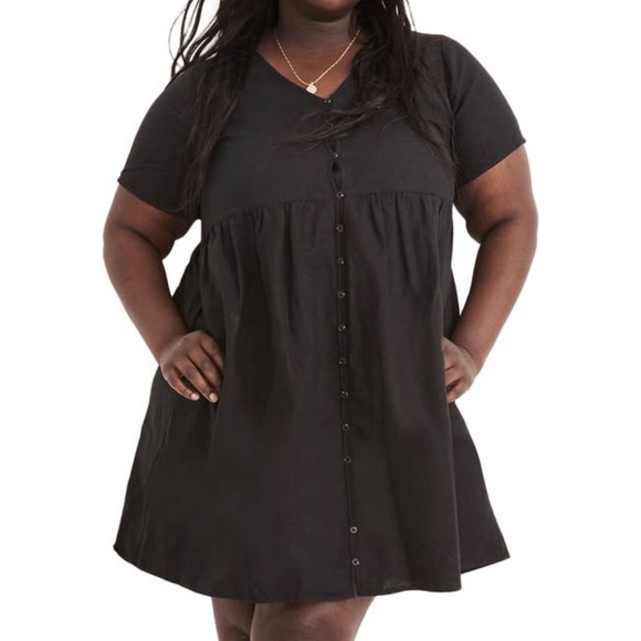 Madewell Alexandra Button Front Linen Blend Minidress - Picture 2 of 5